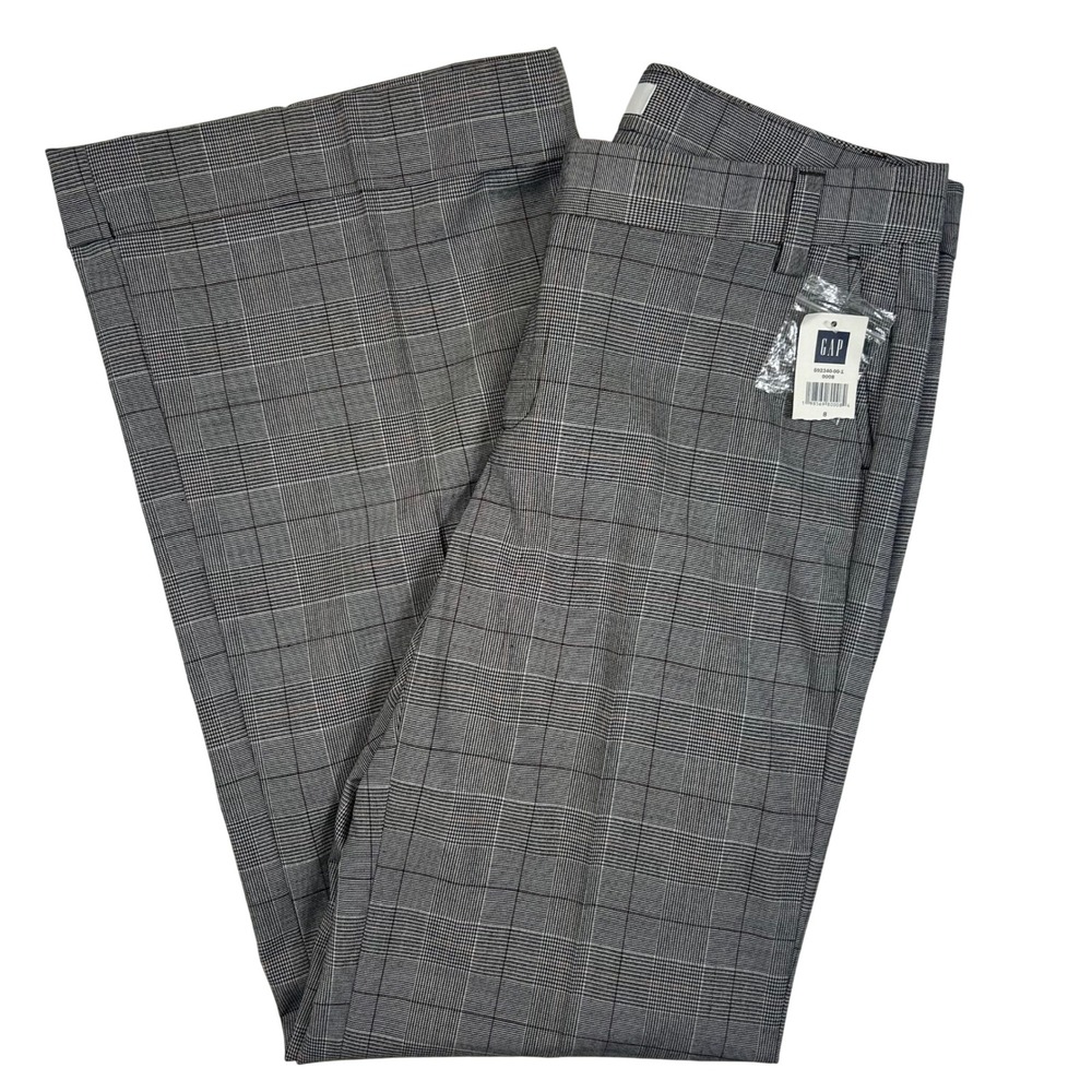 Gap Stretch Gray Plaid Wide Leg Trousers Pants‎ Size 8 New With Tags 592340-00-1